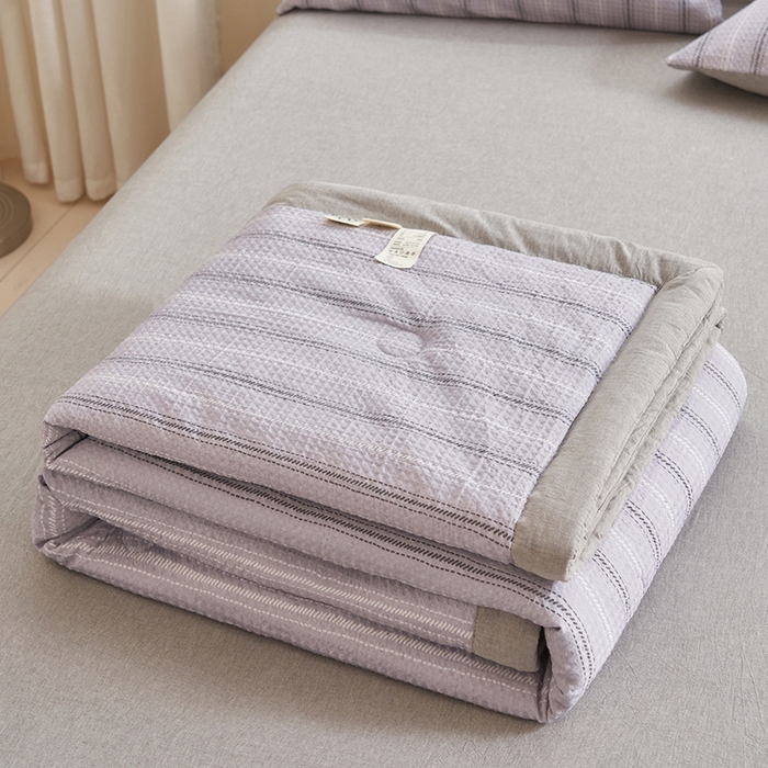 91家纺网 家纺一手货源 找家纺 简如 2026新款里外全棉华夫格夏凉被四件套 派克-灰