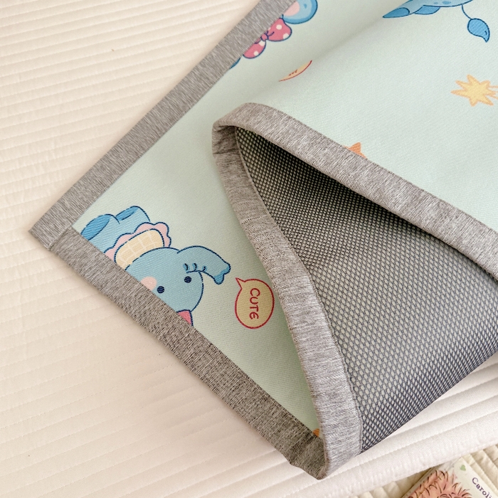 91家纺网 家纺一手货源 找家纺 萌宝家纺 2026新款A类儿童冰丝席900D加厚加密冰藤软席幼儿园席子 可爱小象