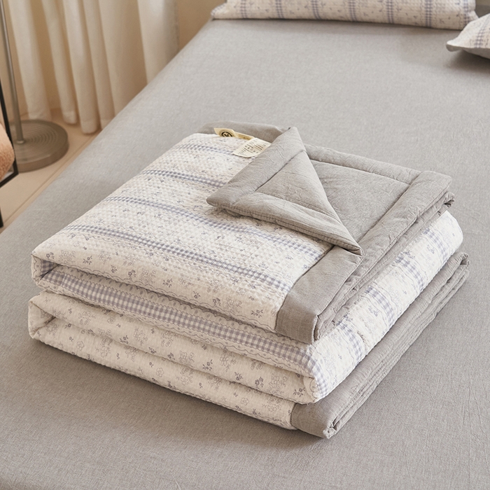 91家纺网 家纺一手货源 找家纺 简如 2026新款里外全棉华夫格夏凉被四件套 泡芙