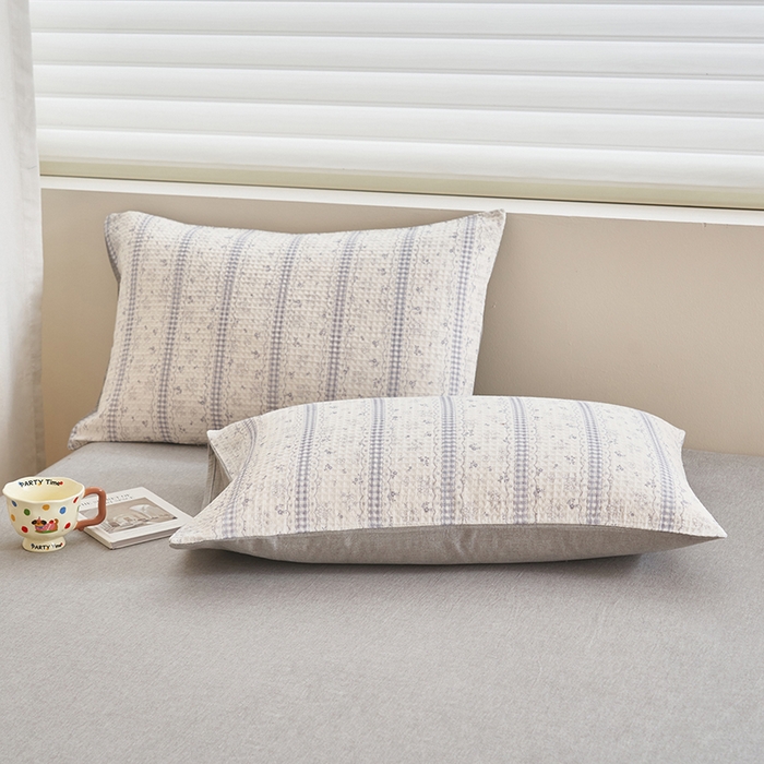 91家纺网 家纺一手货源 找家纺 简如 2026新款里外全棉华夫格夏凉被四件套 泡芙