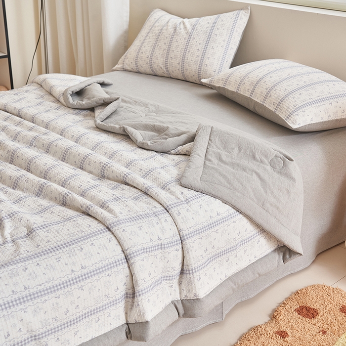 91家纺网 家纺一手货源 找家纺 简如 2026新款里外全棉华夫格夏凉被四件套 泡芙