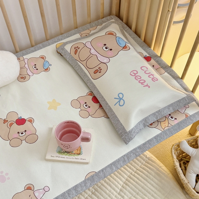 91家纺网 家纺一手货源 找家纺 萌宝家纺 2026新款A类儿童冰丝席900D加厚加密冰藤软席幼儿园席子 可爱小熊