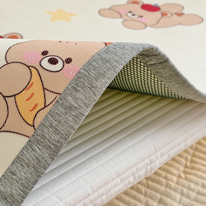 91家纺网 家纺一手货源 找家纺 萌宝家纺 2026新款A类儿童冰丝席900D加厚加密冰藤软席幼儿园席子 可爱小熊