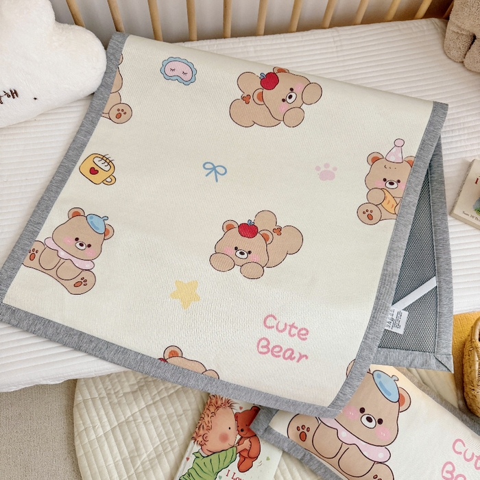 91家纺网 家纺一手货源 找家纺 萌宝家纺 2026新款A类儿童冰丝席900D加厚加密冰藤软席幼儿园席子 可爱小熊