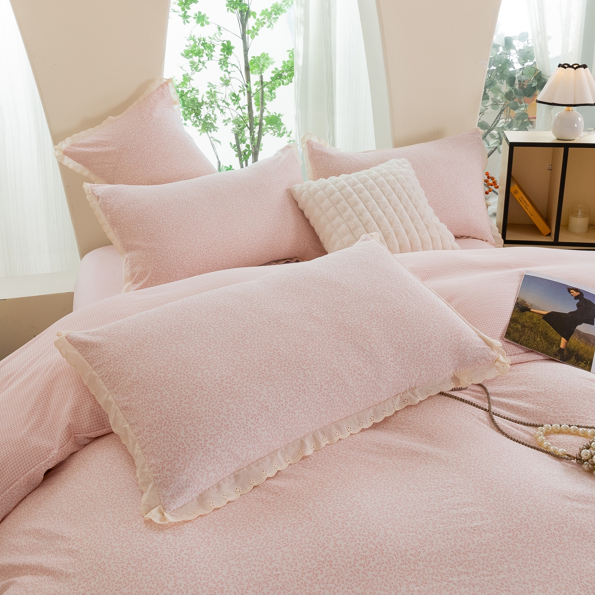 91家纺网 家纺一手货源 找家纺 绒博士  2026年新款清风棉四件套—甜心入梦 甜心入梦 ---  粉