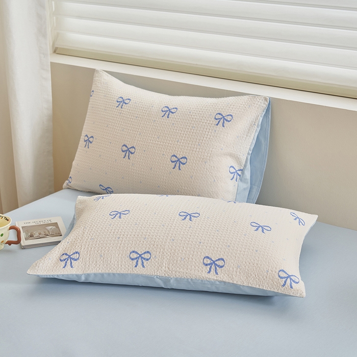 91家纺网 家纺一手货源 找家纺 简如 2026新款里外全棉华夫格夏凉被四件套 巧乐兹-白