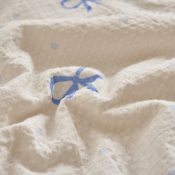 91家纺网 家纺一手货源 找家纺 简如 2026新款里外全棉华夫格夏凉被四件套 巧乐兹-白