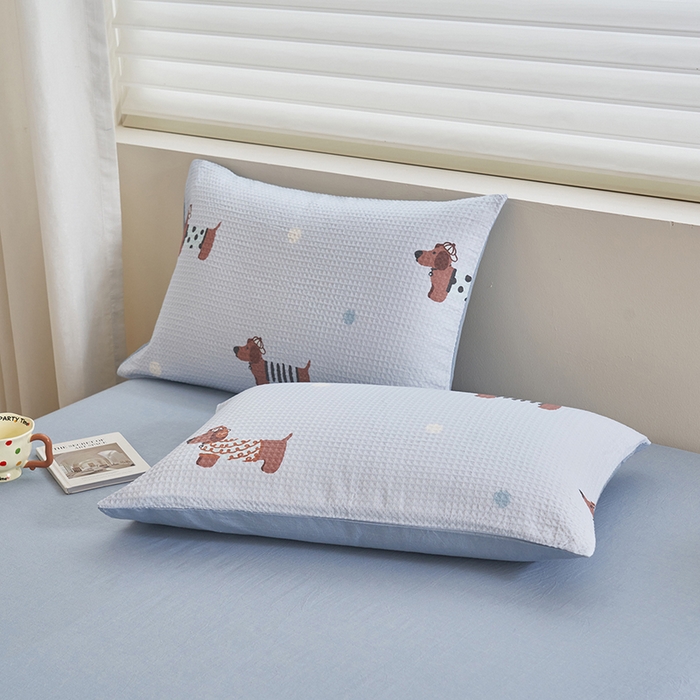 91家纺网 家纺一手货源 找家纺 简如 2026新款里外全棉华夫格夏凉被四件套 瑞乐-兰