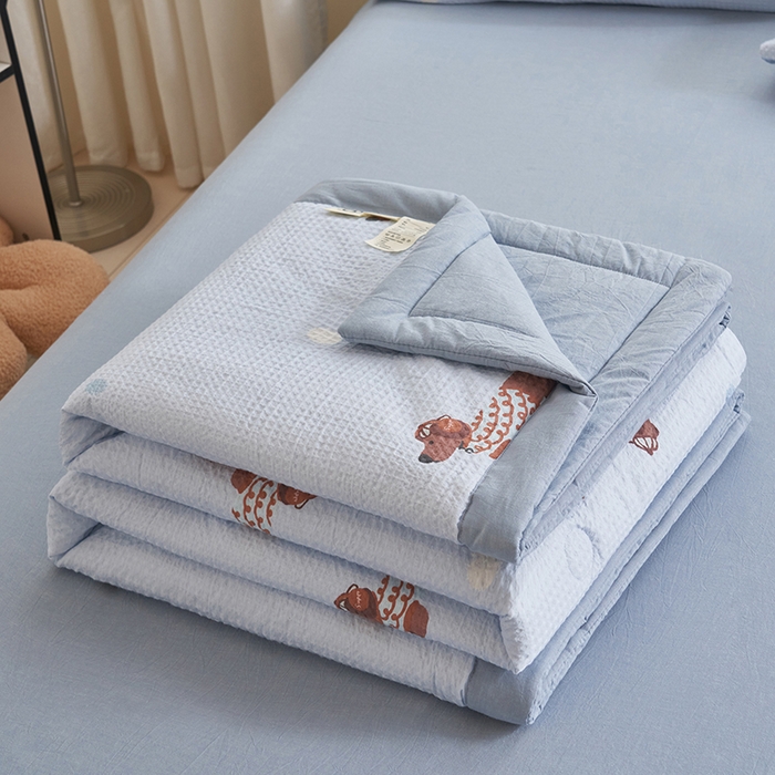 91家纺网 家纺一手货源 找家纺 简如 2026新款里外全棉华夫格夏凉被四件套 瑞乐-兰