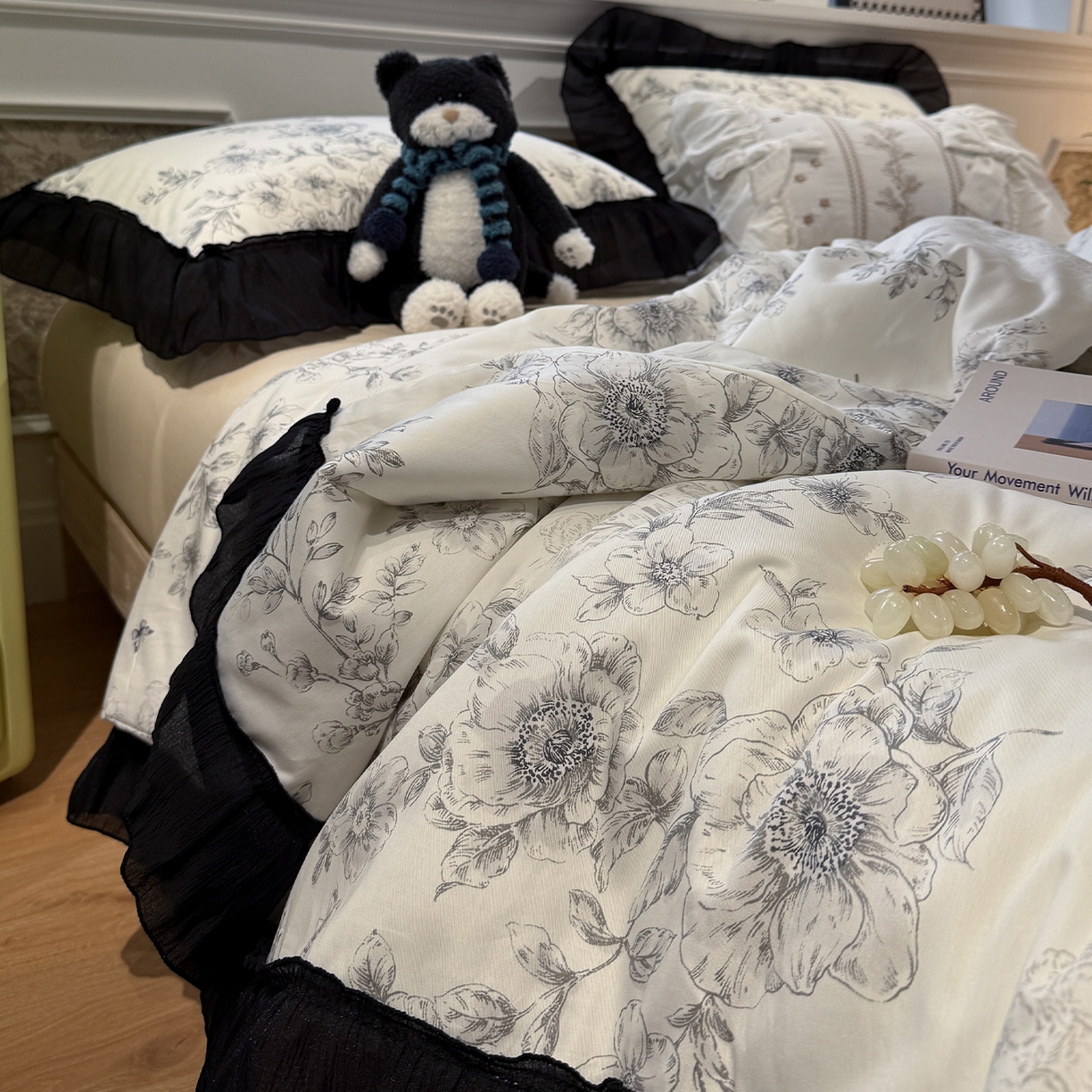 91家纺网 家纺一手货源 找家纺 （总）蓝邻家纺 2026新款全棉复古风真丝皱花边夏被夏被四件套