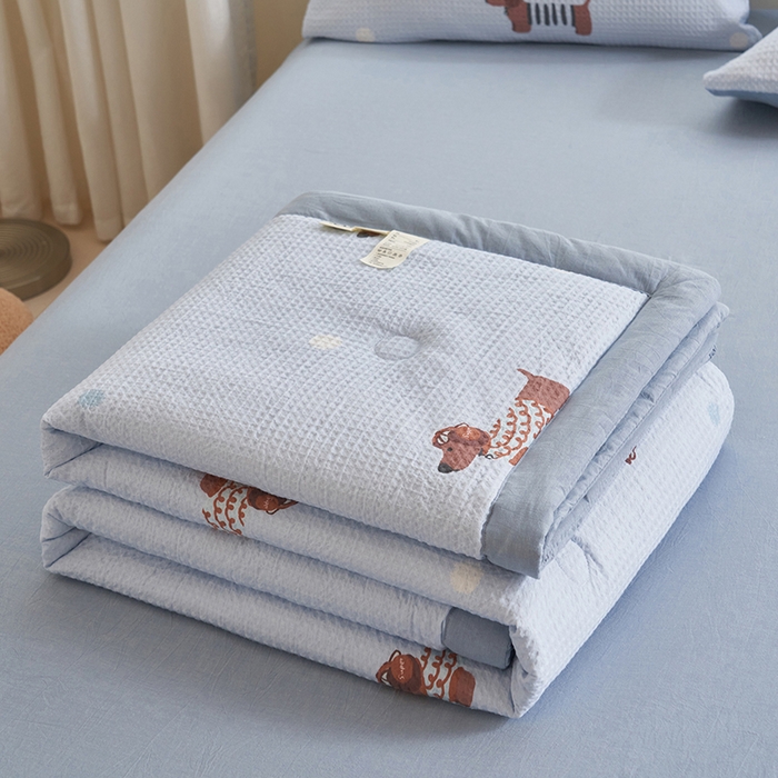 91家纺网 家纺一手货源 找家纺 简如 2026新款里外全棉华夫格夏凉被四件套 瑞乐-兰