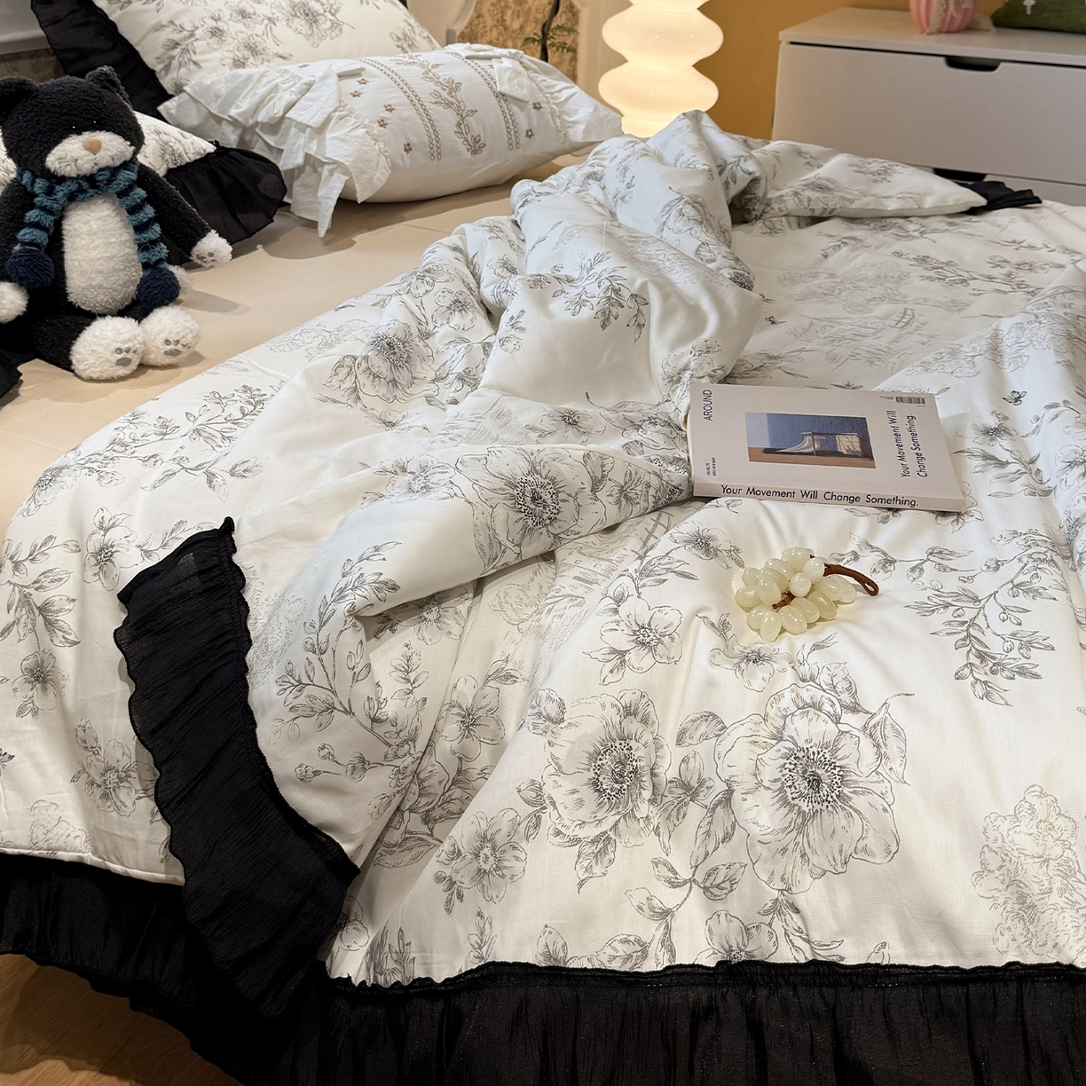 91家纺网 家纺一手货源 找家纺 蓝邻家纺 2025新款全棉纯棉磨毛简约系列四件套 奶油黄