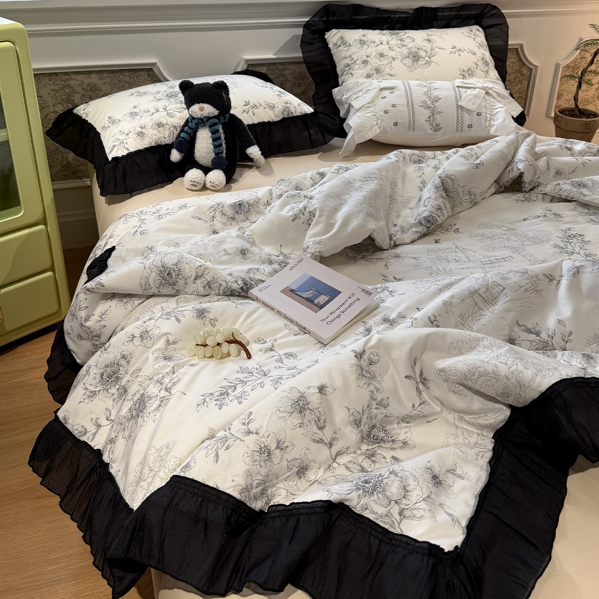 91家纺网 家纺一手货源 找家纺 （总）蓝邻家纺 2026新款全棉复古风真丝皱花边夏被夏被四件套