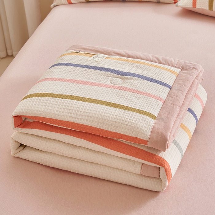 91家纺网 家纺一手货源 找家纺 简如 2026新款里外全棉华夫格夏凉被四件套 拾陌