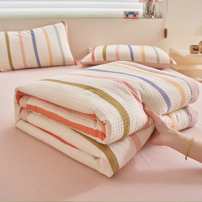 91家纺网 家纺一手货源 找家纺 简如 2026新款里外全棉华夫格夏凉被四件套 拾陌