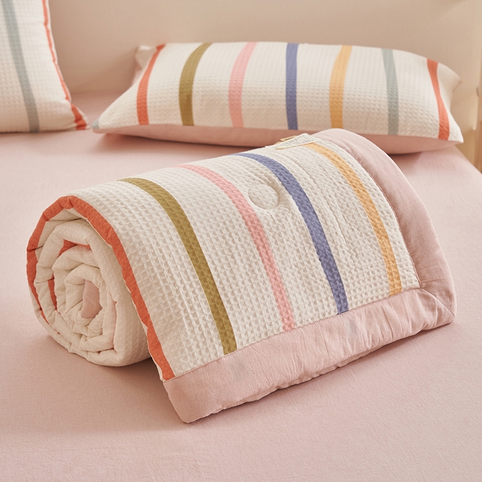 91家纺网 家纺一手货源 找家纺 简如 2026新款里外全棉华夫格夏凉被四件套 拾陌