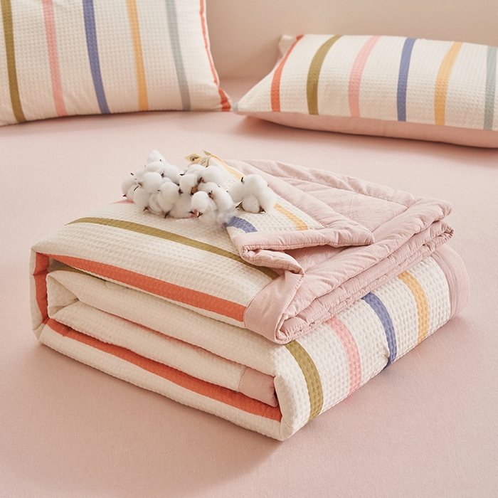 91家纺网 家纺一手货源 找家纺 简如 2026新款里外全棉华夫格夏凉被四件套 拾陌