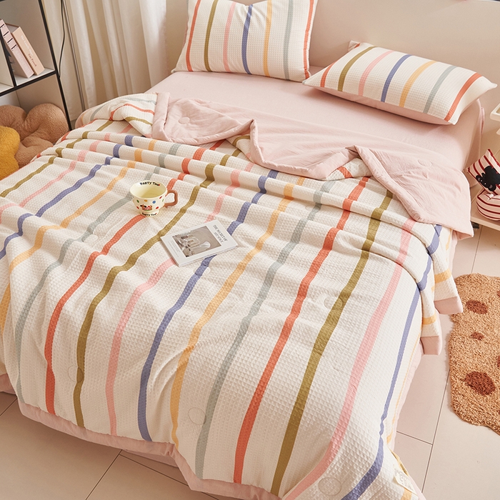 91家纺网 家纺一手货源 找家纺 简如 2026新款里外全棉华夫格夏凉被四件套 拾陌