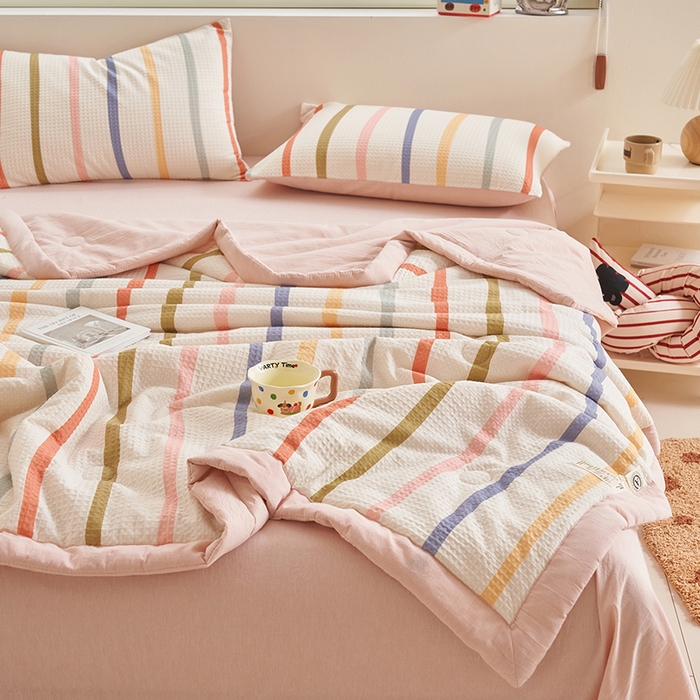 91家纺网 家纺一手货源 找家纺 简如 2026新款里外全棉华夫格夏凉被四件套 拾陌