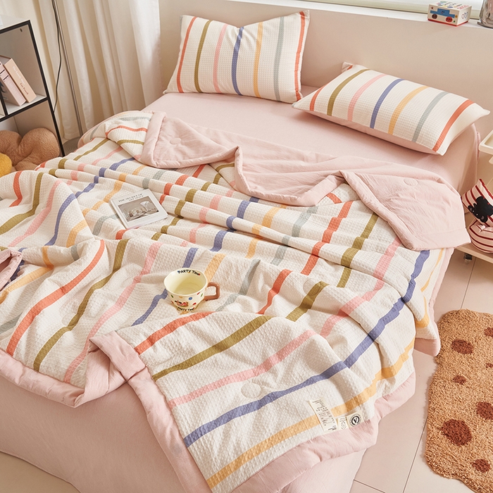 91家纺网 家纺一手货源 找家纺 简如 2026新款里外全棉华夫格夏凉被四件套 拾陌