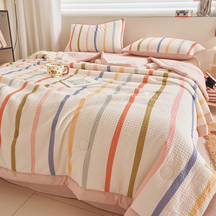 91家纺网 家纺一手货源 找家纺 简如 2026新款里外全棉华夫格夏凉被四件套 拾陌