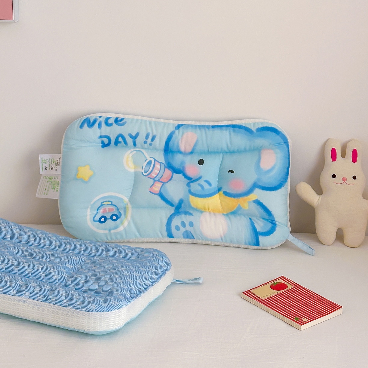 91家纺网 家纺一手货源 找家纺 嗨生活 2026新款冰豆豆枕芯大版卡通儿童枕芯幼儿园枕芯枕头枕芯 快乐小象