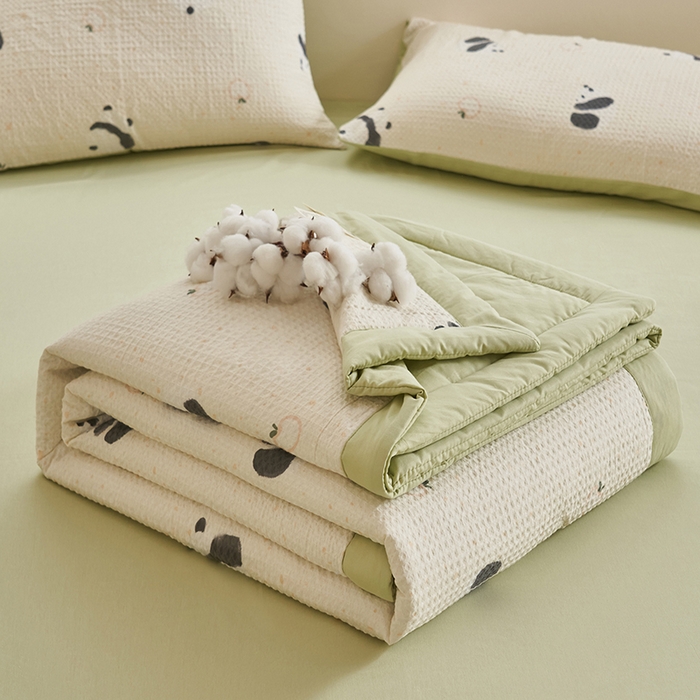 91家纺网 家纺一手货源 找家纺 简如 2026新款里外全棉华夫格夏凉被四件套 苏潘达-米