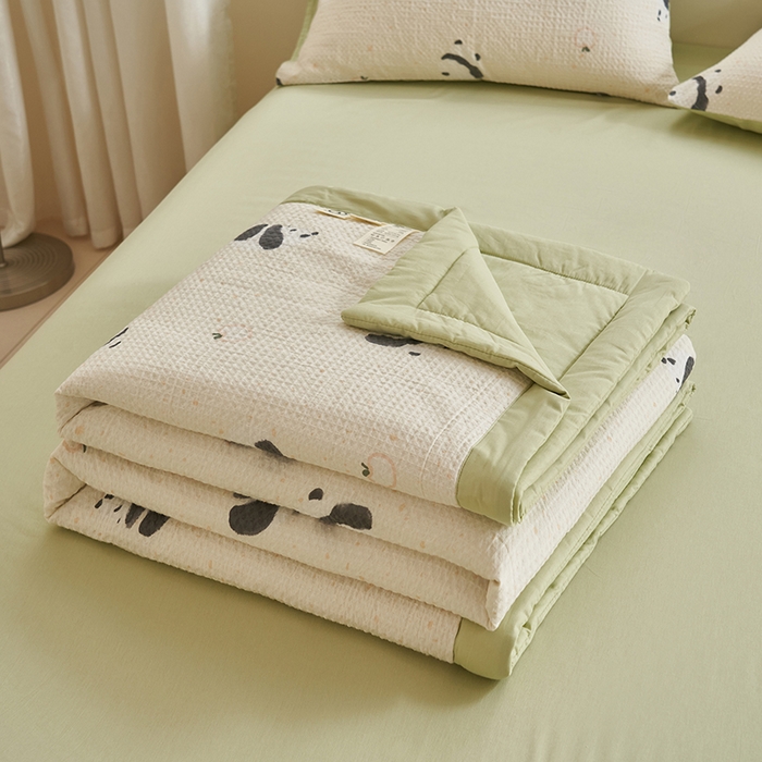 91家纺网 家纺一手货源 找家纺 简如 2026新款里外全棉华夫格夏凉被四件套 苏潘达-米