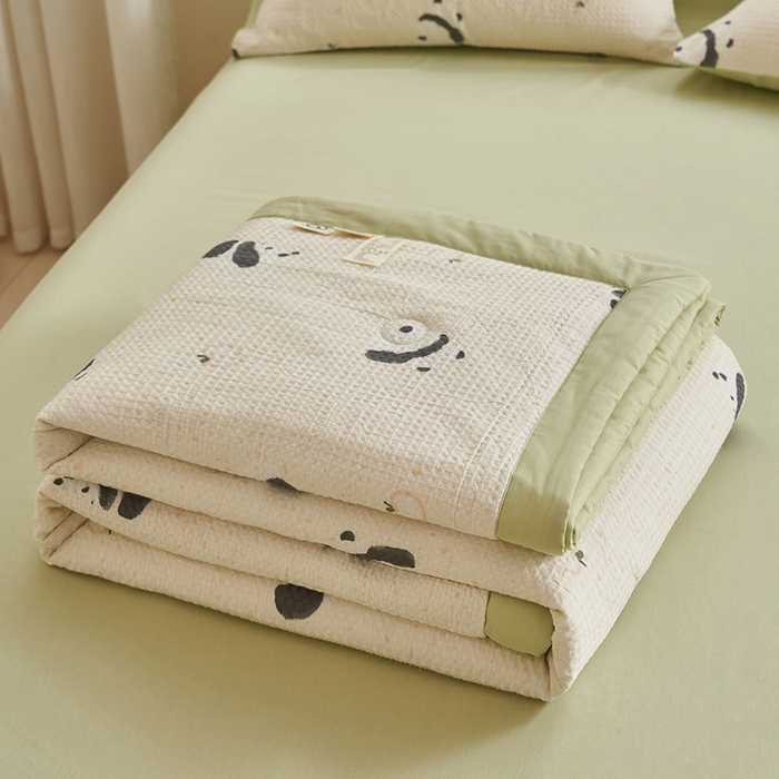 91家纺网 家纺一手货源 找家纺 简如 2026新款里外全棉华夫格夏凉被四件套 苏潘达-米