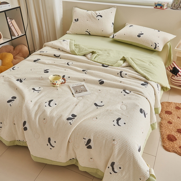 91家纺网 家纺一手货源 找家纺 简如 2026新款里外全棉华夫格夏凉被四件套 苏潘达-米