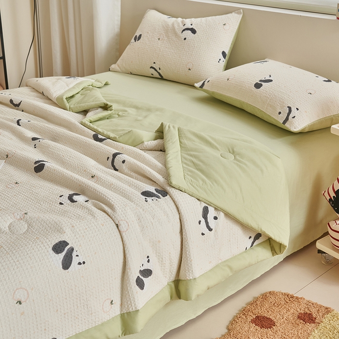 91家纺网 家纺一手货源 找家纺 简如 2026新款里外全棉华夫格夏凉被四件套 苏潘达-米