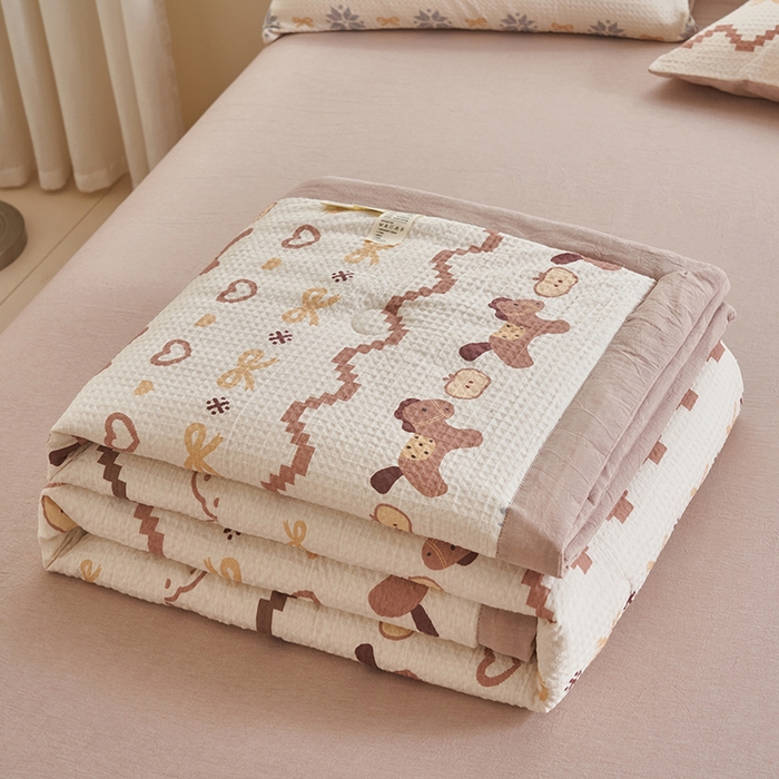 91家纺网 家纺一手货源 找家纺 简如 2026新款里外全棉华夫格夏凉被四件套 星语星愿