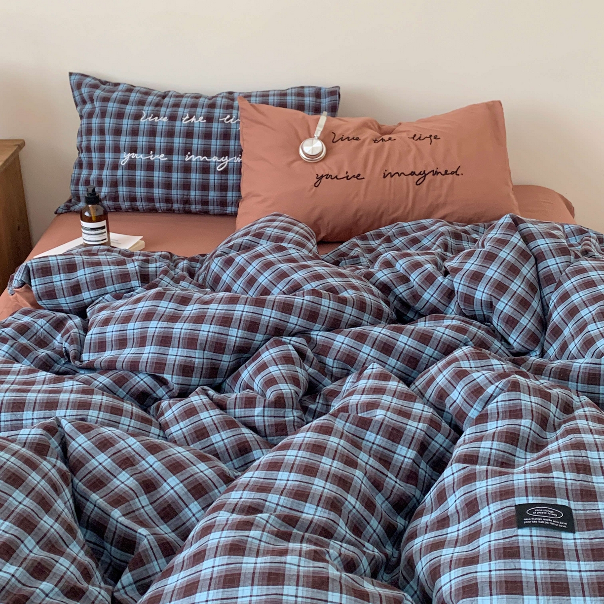 91家纺网 家纺一手货源 找家纺 桃喜 2026春夏全棉新品色织水洗棉条纹博主ins风四件套学生三件套（会员-5） 蓝调可可