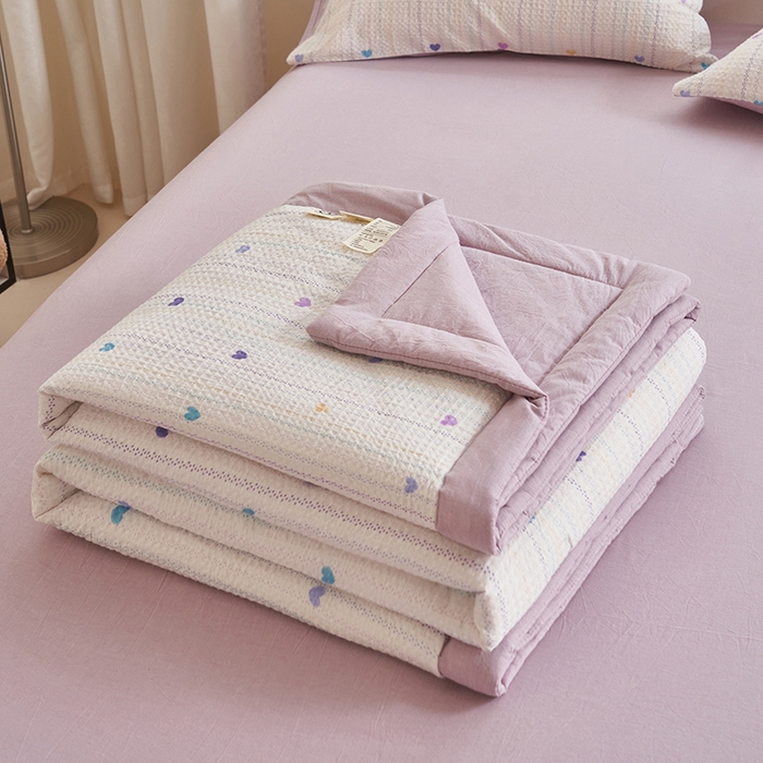 91家纺网 家纺一手货源 找家纺 简如 2026新款里外全棉华夫格夏凉被四件套 伊柠