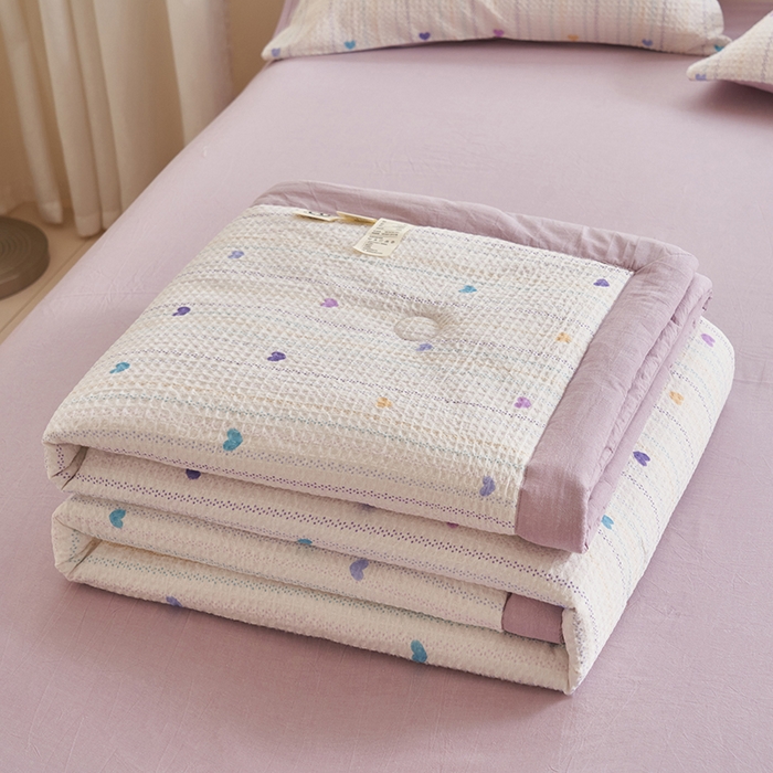 91家纺网 家纺一手货源 找家纺 简如 2026新款里外全棉华夫格夏凉被四件套 伊柠