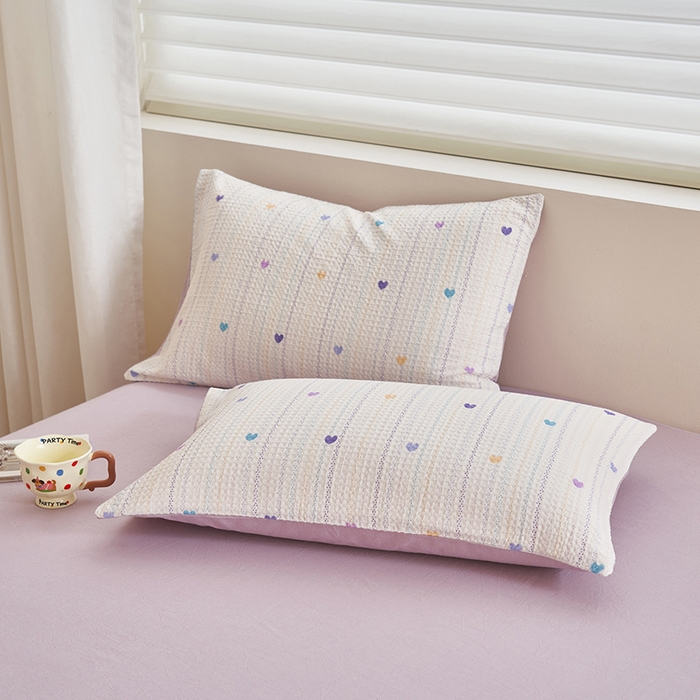 91家纺网 家纺一手货源 找家纺 简如 2026新款里外全棉华夫格夏凉被四件套 伊柠