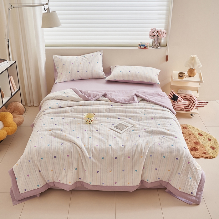 91家纺网 家纺一手货源 找家纺 简如 2026新款里外全棉华夫格夏凉被四件套 伊柠