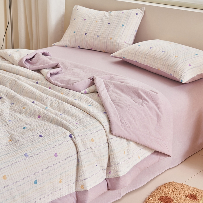 91家纺网 家纺一手货源 找家纺 简如 2026新款里外全棉华夫格夏凉被四件套 伊柠