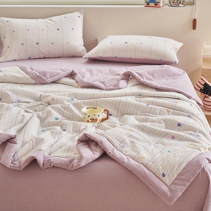 91家纺网 家纺一手货源 找家纺 简如 2026新款里外全棉华夫格夏凉被四件套 伊柠