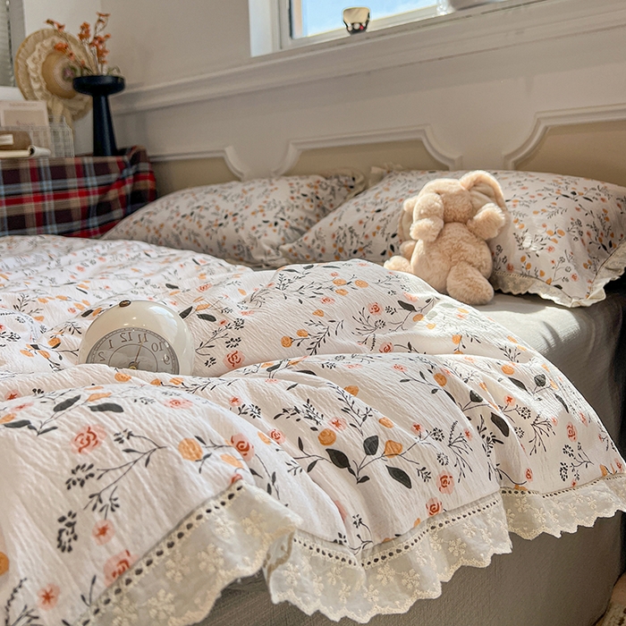 91家纺网 家纺一手货源 找家纺 （总）繁花家居 2026镂空花边系列夏被夏凉被空调被高克重木棉泡芙棉软糯亲肤四件套学生三件套