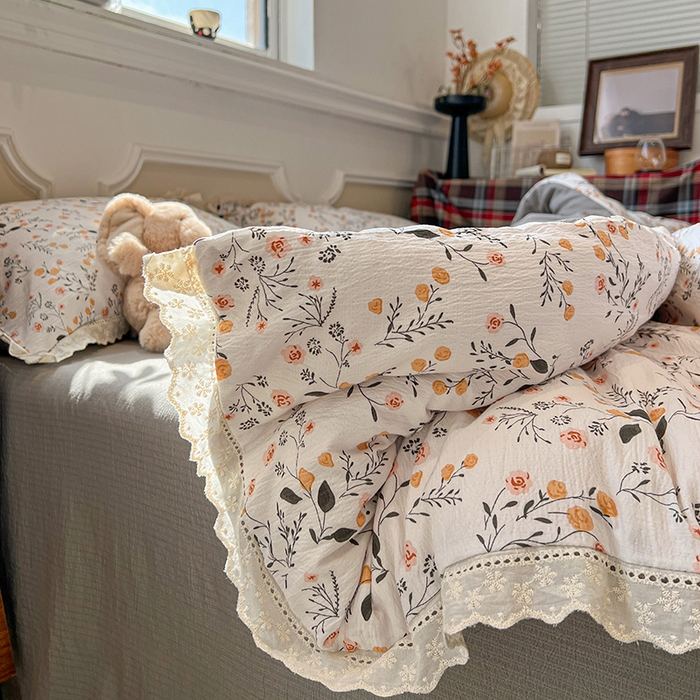 91家纺网 家纺一手货源 找家纺 繁花家居 2026镂空花边系列夏被夏凉被空调被高克重木棉泡芙棉软糯亲肤四件套学生三件套 咖香暖眠