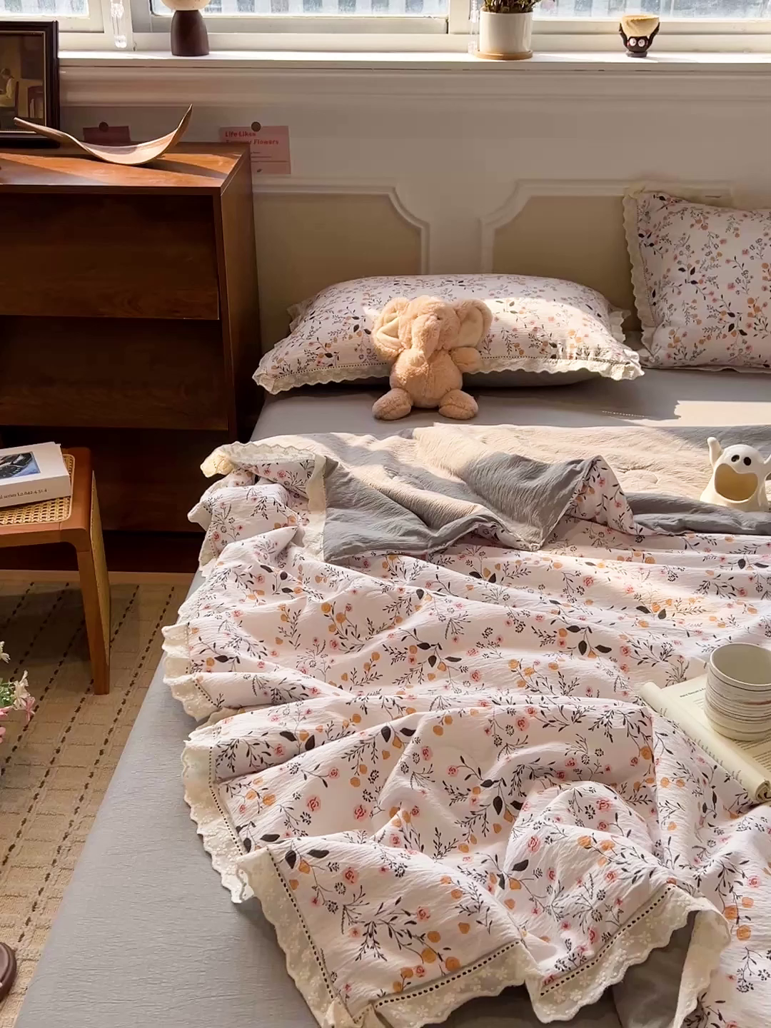 91家纺网 家纺一手货源 找家纺 （总）繁花家居 2026镂空花边系列夏被夏凉被空调被高克重木棉泡芙棉软糯亲肤四件套学生三件套