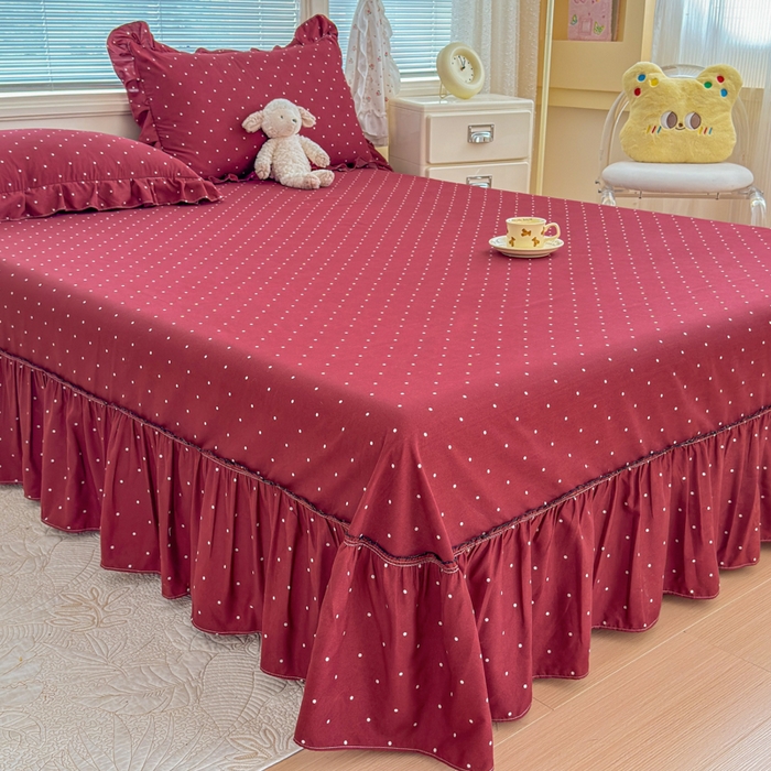 （总）爱多多家居 2026春夏新花边款水洗古棉单床裙 单床单