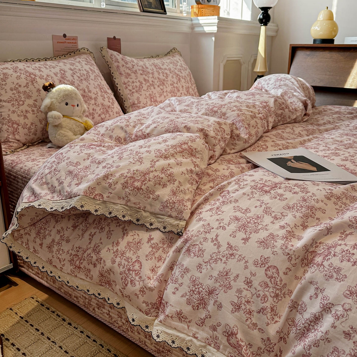 91家纺网 家纺一手货源 找家纺 （总）橙子家居 2026新款纯棉法式复古蕾丝花边床盖四件套