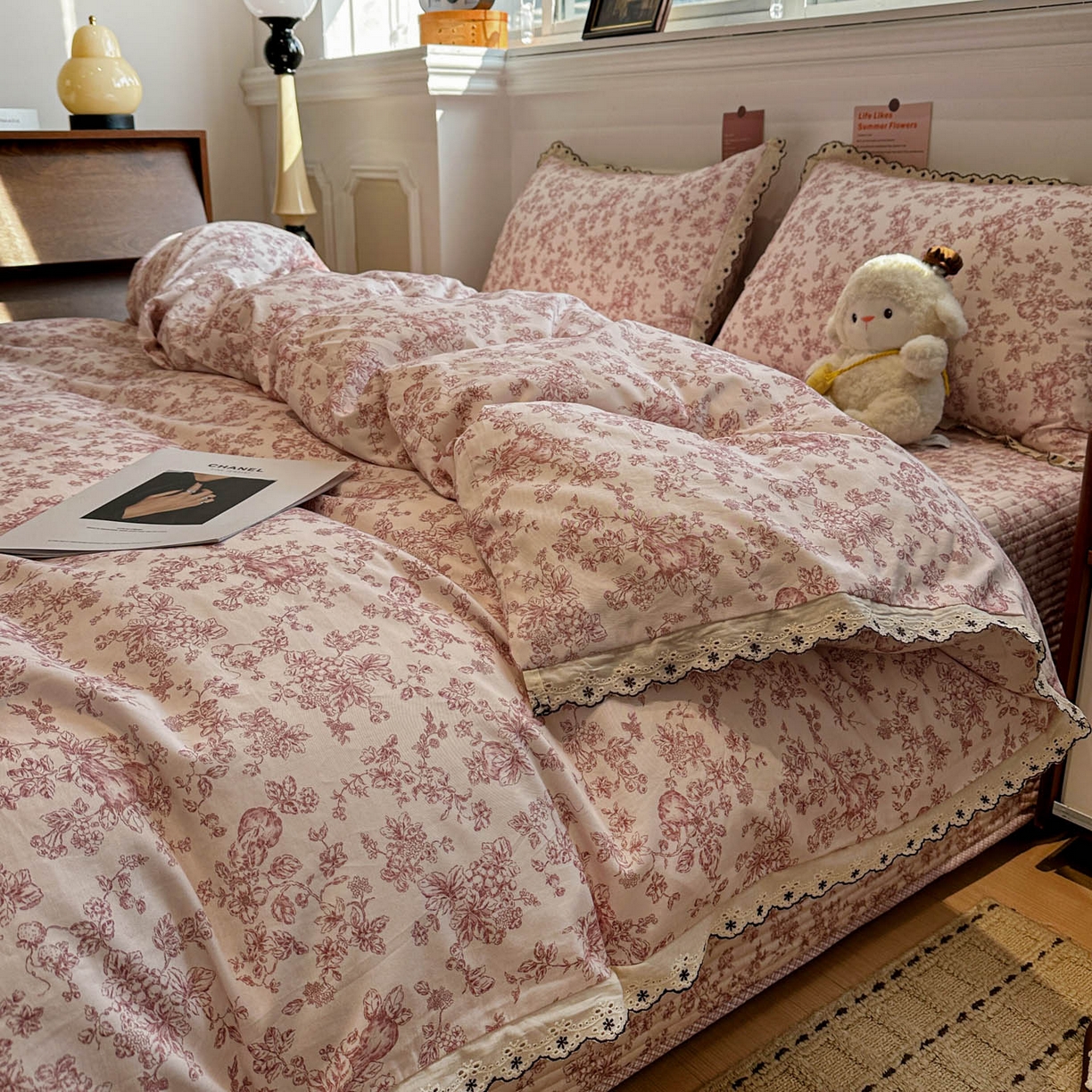 91家纺网 家纺一手货源 找家纺 （总）橙子家居 2026新款纯棉法式复古蕾丝花边床盖四件套