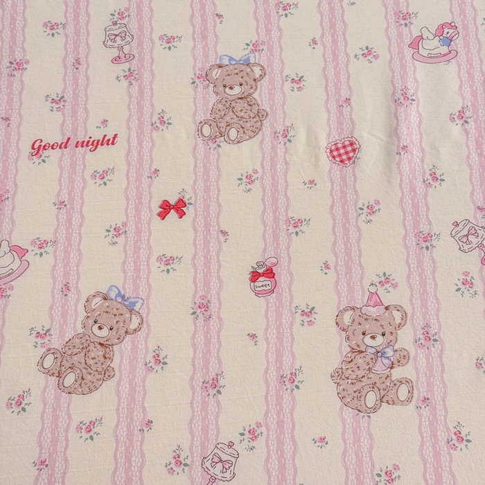 91家纺网 家纺一手货源 找家纺 爱多多家居 2026春夏新花边款水洗古棉单床裙 单床单 床裙-晚安熊