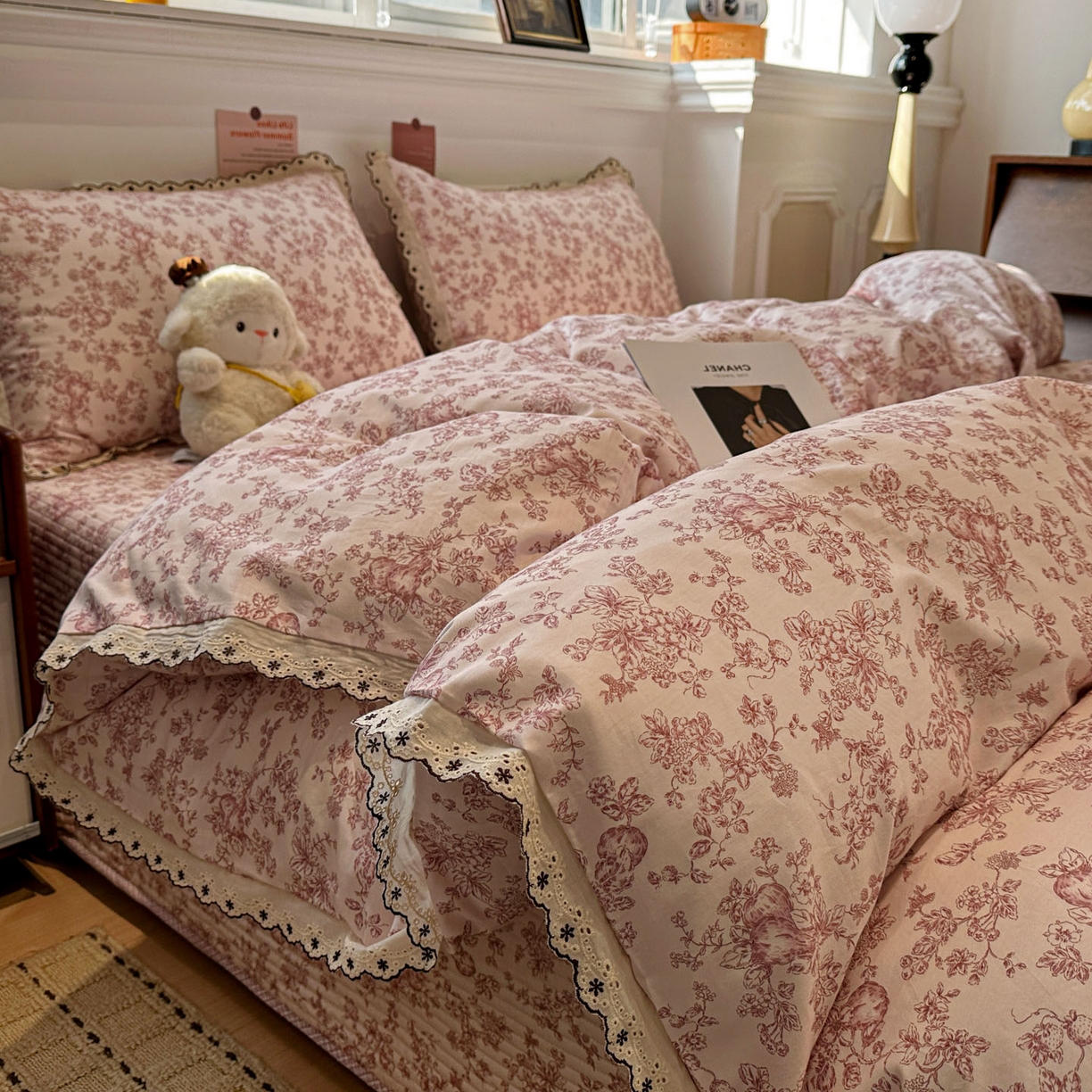 91家纺网 家纺一手货源 找家纺 （总）橙子家居 2026新款纯棉法式复古蕾丝花边床盖四件套