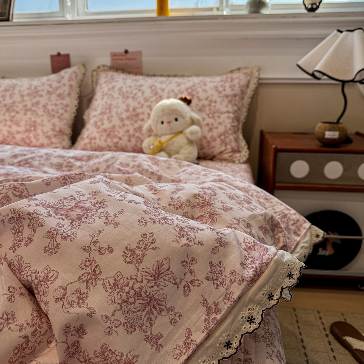 91家纺网 家纺一手货源 找家纺 （总）橙子家居 2026新款纯棉法式复古蕾丝花边床盖四件套