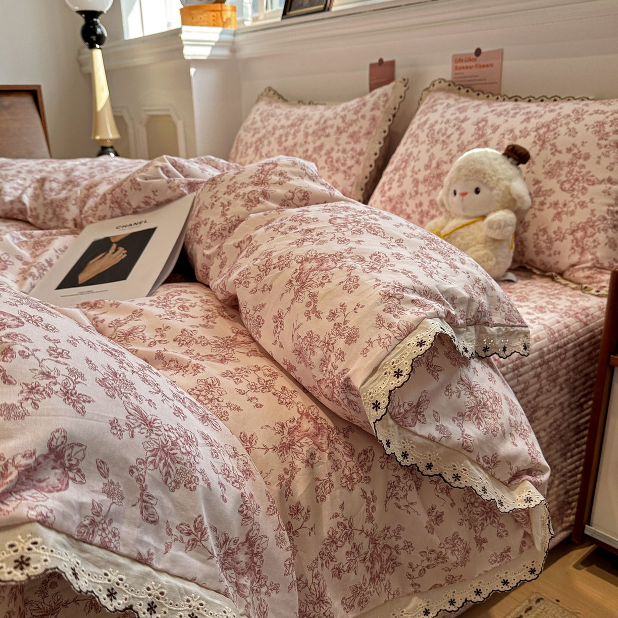 91家纺网 家纺一手货源 找家纺 （总）橙子家居 2026新款纯棉法式复古蕾丝花边床盖四件套