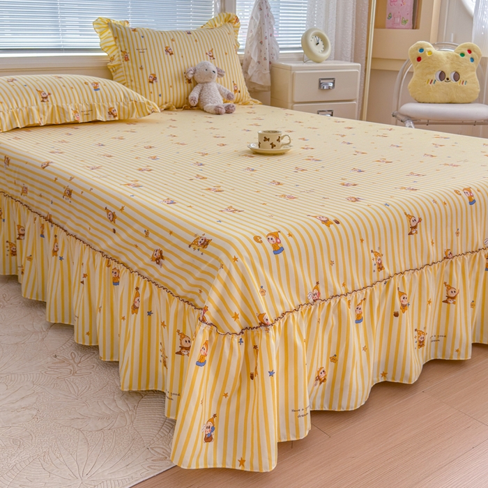 爱多多家居 2026春夏新花边款水洗古棉单床裙 单床单 床裙-星星人